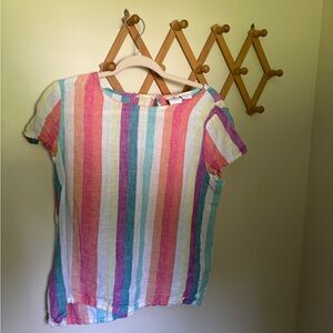 100% Linen Striped Top